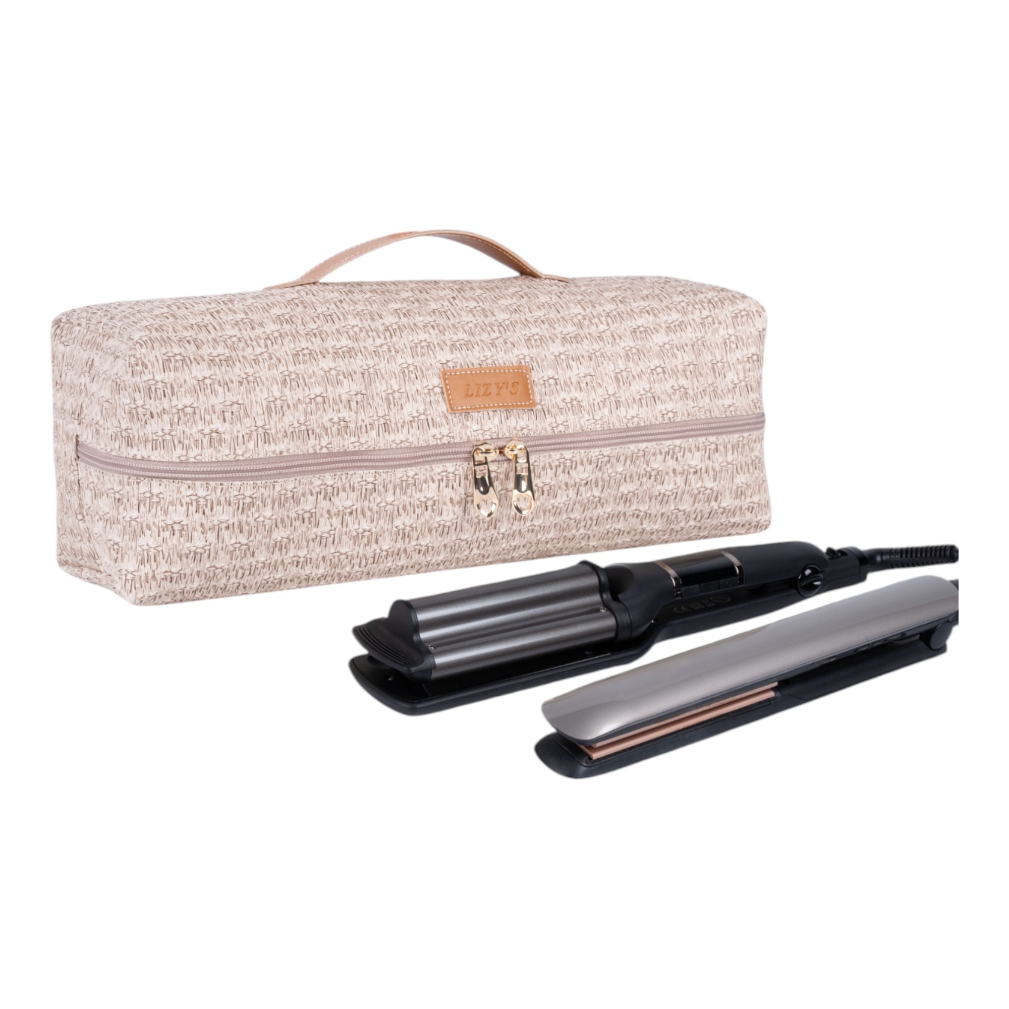 Lizys Airwrap Bej Desenli Şekillendirici Çantası