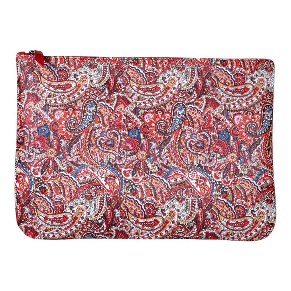 Lizys Kırmızı Etnik Paisley Desenli Clutch Portföy Çanta