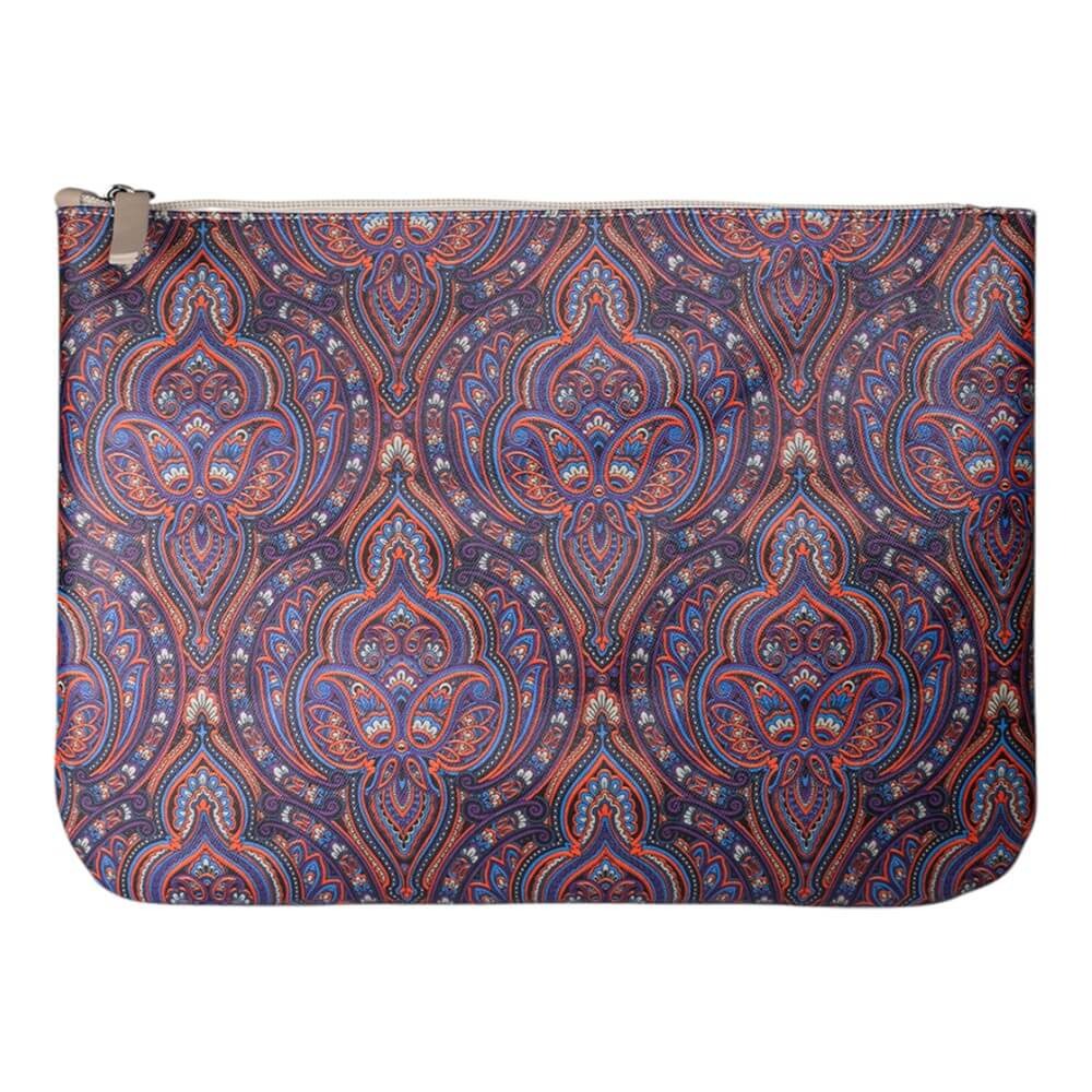 Lizys Mor Simetrik Bohem Desenli Clutch Portföy Çanta