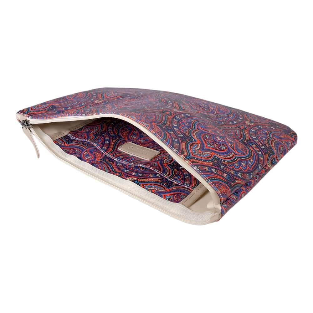 Lizys Mor Simetrik Bohem Desenli Clutch Portföy Çanta