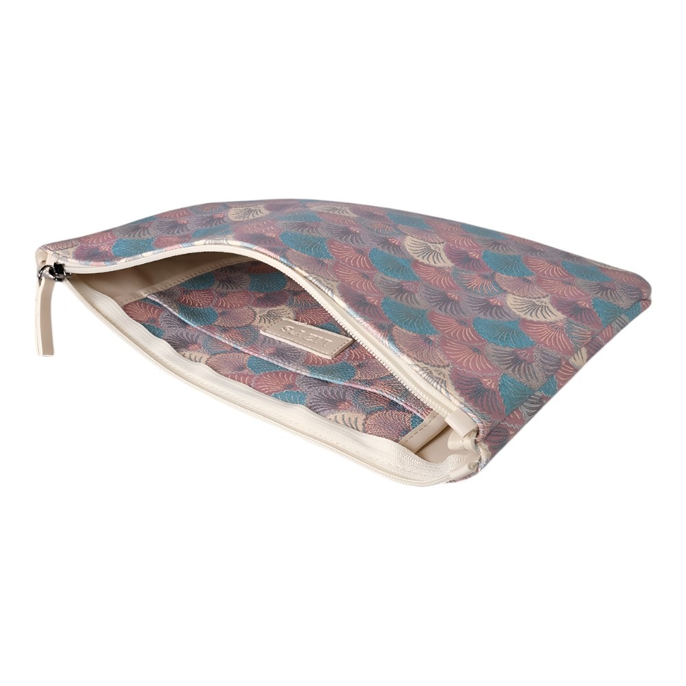 Lizys Pastel Yelpaze Desenli Clutch Portföy Organizer Çanta